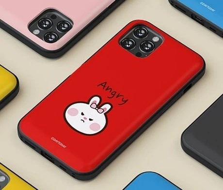갤럭시S24FE SM-S721N 캐릭터 범퍼 케이스 래빗이모티콘 앵그리 PC·TPU 이중 구조